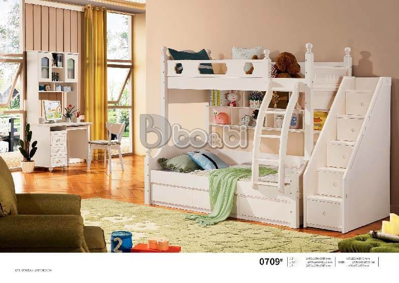 Giường tầng trẻ em màu trắng cao cấp LSL 0709-1